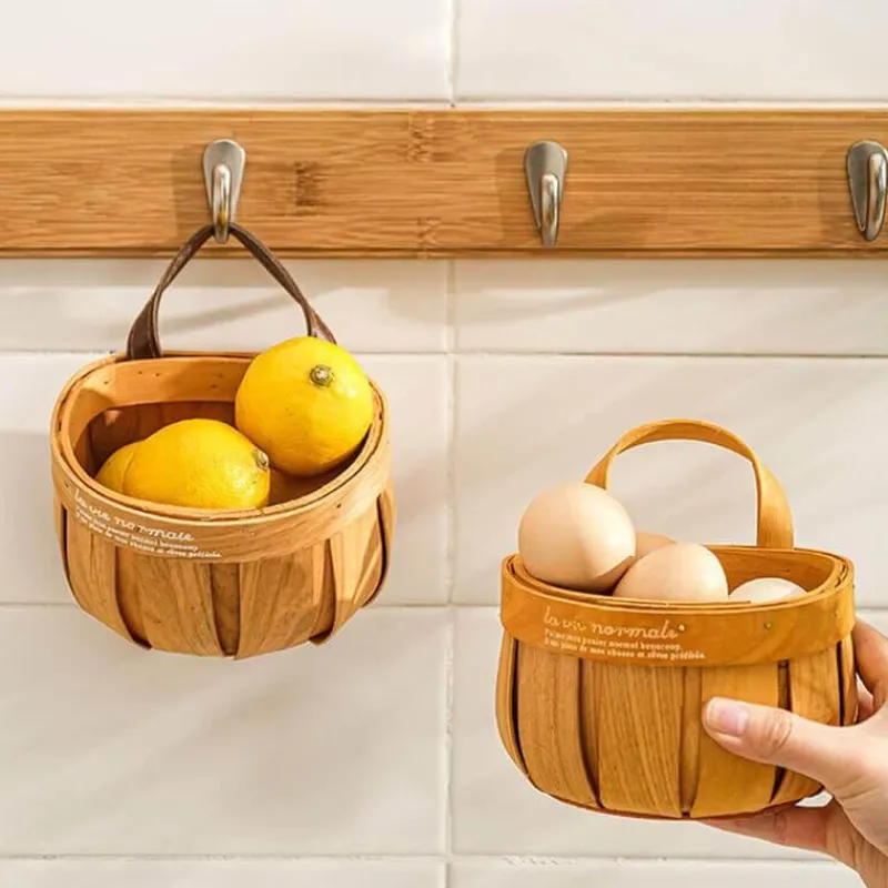 Space Savvy Küche & Esszimmer-Boho Rattan Wandkorb – Stilvolles Aufbewahrungsdekor