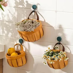 Space Savvy Küche & Esszimmer-Boho Rattan Wandkorb – Stilvolles Aufbewahrungsdekor