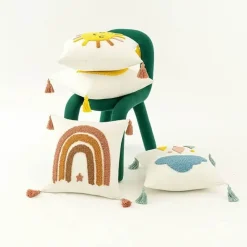 The Cushion Corner Bettzeug|Wohndeko-Boho Regenbogen Mond Kissenbezug - Gelbes Quastenkissen 45x45cm