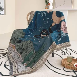 Cozy Haven Bettzeug-Boho Schlangenmuster Sofadecke - Gobelin Dekor Bezug