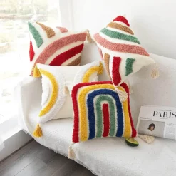 Pillow Haven Bettzeug-Boho Tufted Kissenbezug - Geometrischer Kissenbezug aus Baumwolle