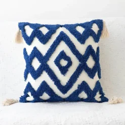 Pillow Haven Bettzeug-Boho Tufted Kissenbezug - Geometrischer Kissenbezug aus Baumwolle