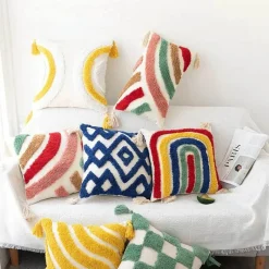 Pillow Haven Bettzeug-Boho Tufted Kissenbezug - Geometrischer Kissenbezug aus Baumwolle