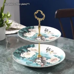 Elegance at the Table Küche & Esszimmer-Bone China Obstteller Set - Eleganter Kuchenständer Buffet Geschirr Tablett