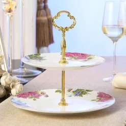 Elegance at the Table Küche & Esszimmer-Bone China Obstteller Set - Eleganter Kuchenständer Buffet Geschirr Tablett