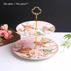 Elegance at the Table Küche & Esszimmer-Bone China Obstteller Set - Eleganter Kuchenständer Buffet Geschirr Tablett