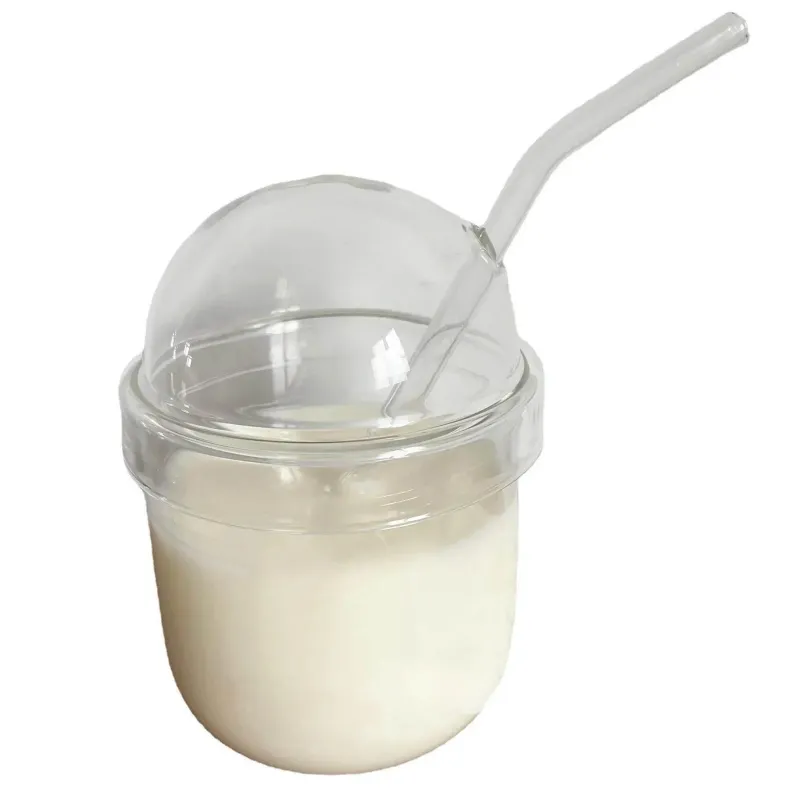 Plates u0026 More Küche & Esszimmer-Borosilikatglasbecher mit Deckel und Strohhalm – vertikal gestreifte Kaffeetasse