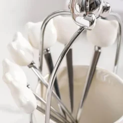 Space Savvy Küche & Esszimmer-Bär Keramik Dessertgabel & Löffel Vorratsdose