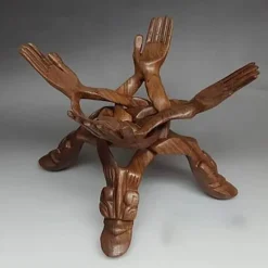 Timeless Touch Küche & Esszimmer-Bärenplatte aus Holz – Serene Luck Bear Serviertablett