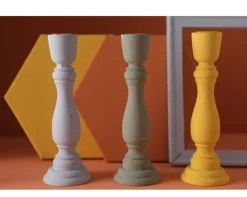 Tom Wohndeko-Brush Painted Wood Candle Holder – Vintage Matte Decorative Stand