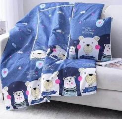 Plush Perch Bettzeug-Bunte Cartoon-Kissendecke - 2-in-1-Plüschüberwurf