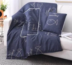 Plush Perch Bettzeug-Bunte Cartoon-Kissendecke - 2-in-1-Plüschüberwurf