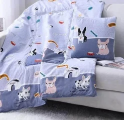 Plush Perch Bettzeug-Bunte Cartoon-Kissendecke - 2-in-1-Plüschüberwurf