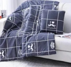 Plush Perch Bettzeug-Bunte Cartoon-Kissendecke - 2-in-1-Plüschüberwurf