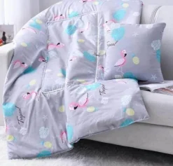 Plush Perch Bettzeug-Bunte Cartoon-Kissendecke - 2-in-1-Plüschüberwurf