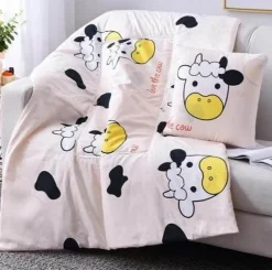 Plush Perch Bettzeug-Bunte Cartoon-Kissendecke - 2-in-1-Plüschüberwurf