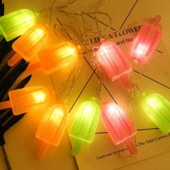 Bright Accents Beleuchtung-Bunte LED-Lichterkette mit Eis am Stiel – festliche Weihnachtsdekoration