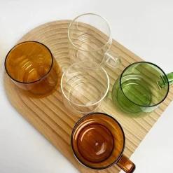 Tom Küche & Esszimmer-Bunter, hitzebeständiger Kaffeebecher aus Glas – langlebige Tasse für Tee, Saft, Milch
