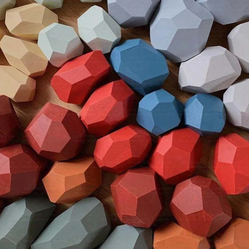 The Decor Haven Babyspielzeug-Buntes Stapelspiel aus Holz – Intelligentes Spielset für Kinder