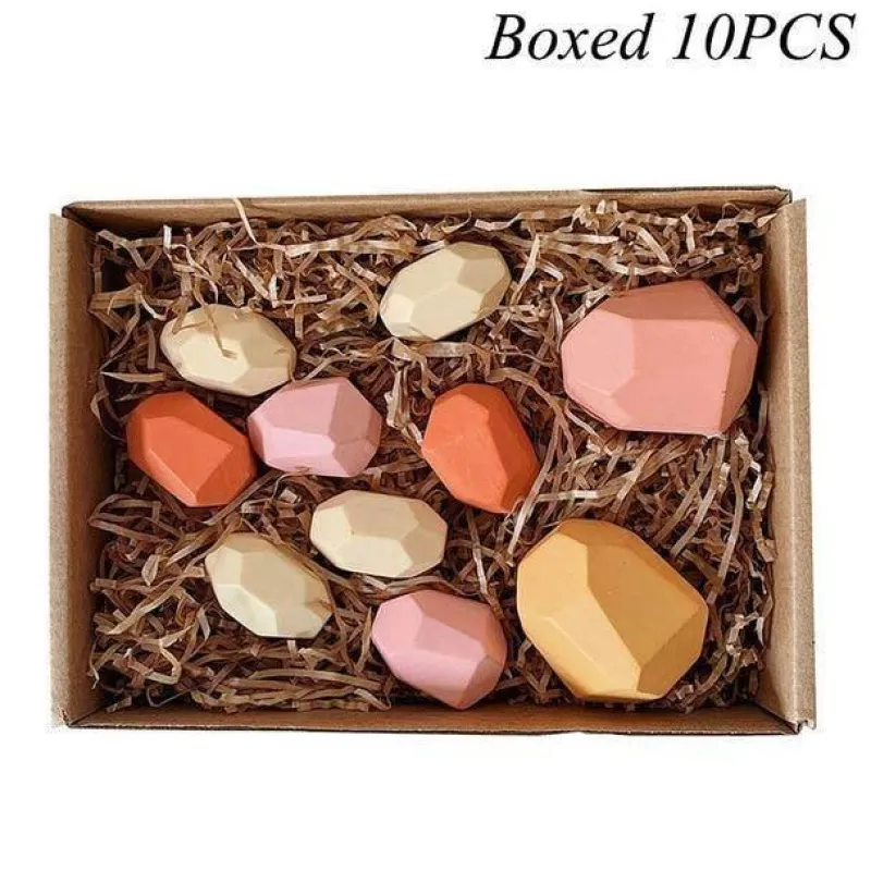 The Decor Haven Babyspielzeug-Buntes Stapelspiel aus Holz – Intelligentes Spielset für Kinder