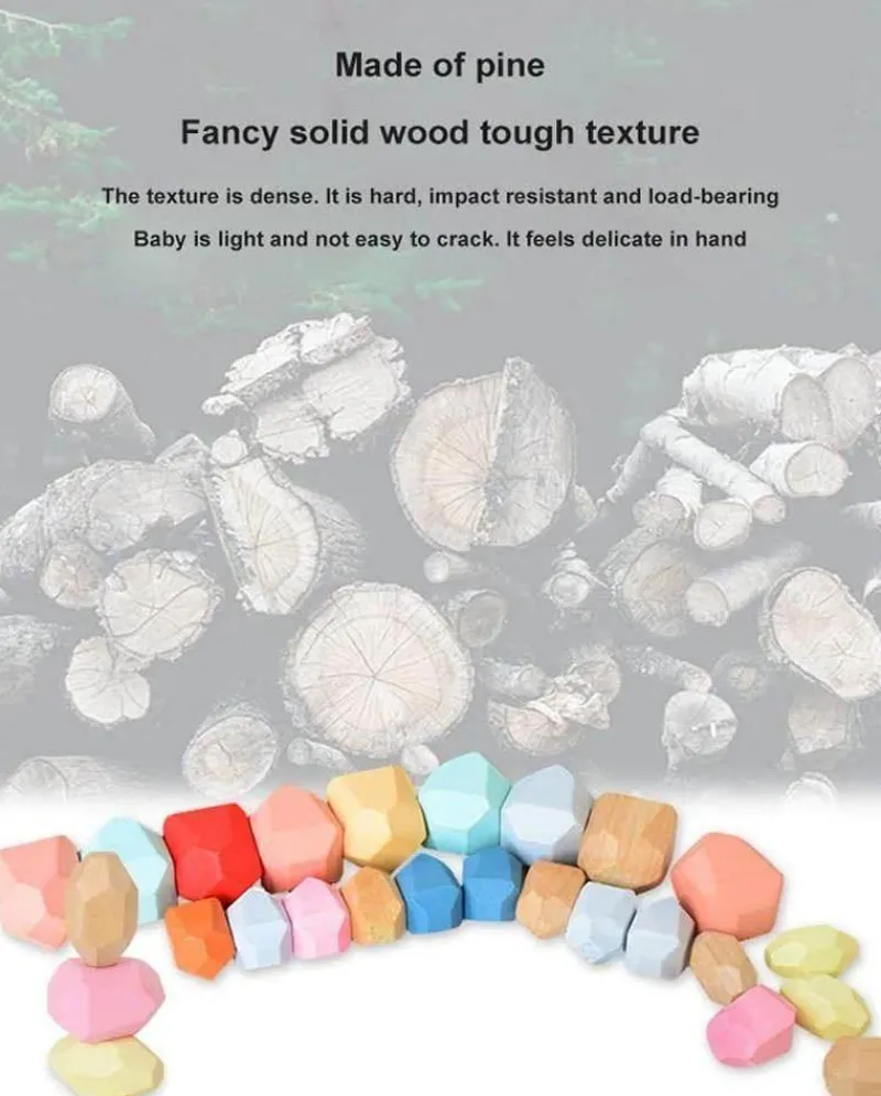 The Decor Haven Babyspielzeug-Buntes Stapelspiel aus Holz – Intelligentes Spielset für Kinder