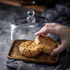 Space Savvy Küche & Esszimmer-Butterdose aus Holz und Glas – Eleganter Butterbehälter für die Küche