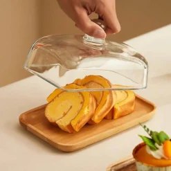 Space Savvy Küche & Esszimmer-Butterdose aus Holz und Glas – Eleganter Butterbehälter für die Küche