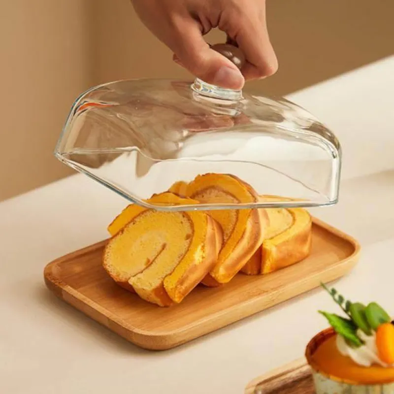 Space Savvy Küche & Esszimmer-Butterdose aus Holz und Glas – Eleganter Butterbehälter für die Küche