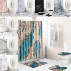 Aqua Essence Badezimmer-Calcutta Oro Duschvorhang-Set – Elegantes Badezimmerdekor