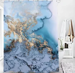 Aqua Essence Badezimmer-Calcutta Oro Duschvorhang-Set – Elegantes Badezimmerdekor