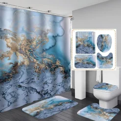 Aqua Essence Badezimmer-Calcutta Oro Duschvorhang-Set – Elegantes Badezimmerdekor