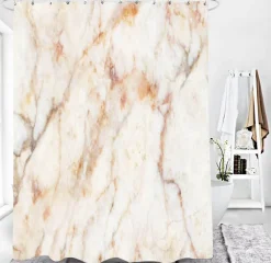 Aqua Essence Badezimmer-Calcutta Oro Duschvorhang-Set – Elegantes Badezimmerdekor