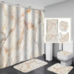 Aqua Essence Badezimmer-Calcutta Oro Duschvorhang-Set – Elegantes Badezimmerdekor