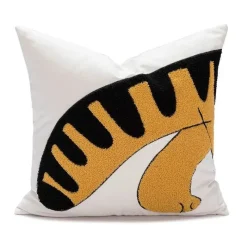 Pillow Haven Bettzeug-Cartoon Tiger Kissenbezug - Bestickte Schlafzimmerdekoration aus Baumwolle