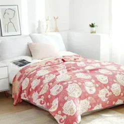 Wrap u0026 Relax Bettzeug-Cartoon-Katzen-Steppdecke – Sommerdecke aus 100 % Baumwolle