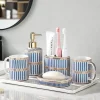 The Bath Nook Badezimmer-Ceramic Bathroom Set - Stripe Gilt Design