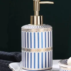The Bath Nook Badezimmer-Ceramic Bathroom Set - Stripe Gilt Design