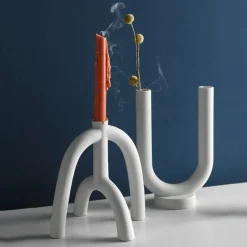 Tom Wohndeko-Ceranova Abstract Ceramic Candle Holder – Modern Minimalist Accent