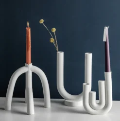 Tom Wohndeko-Ceranova Abstract Ceramic Candle Holder – Modern Minimalist Accent