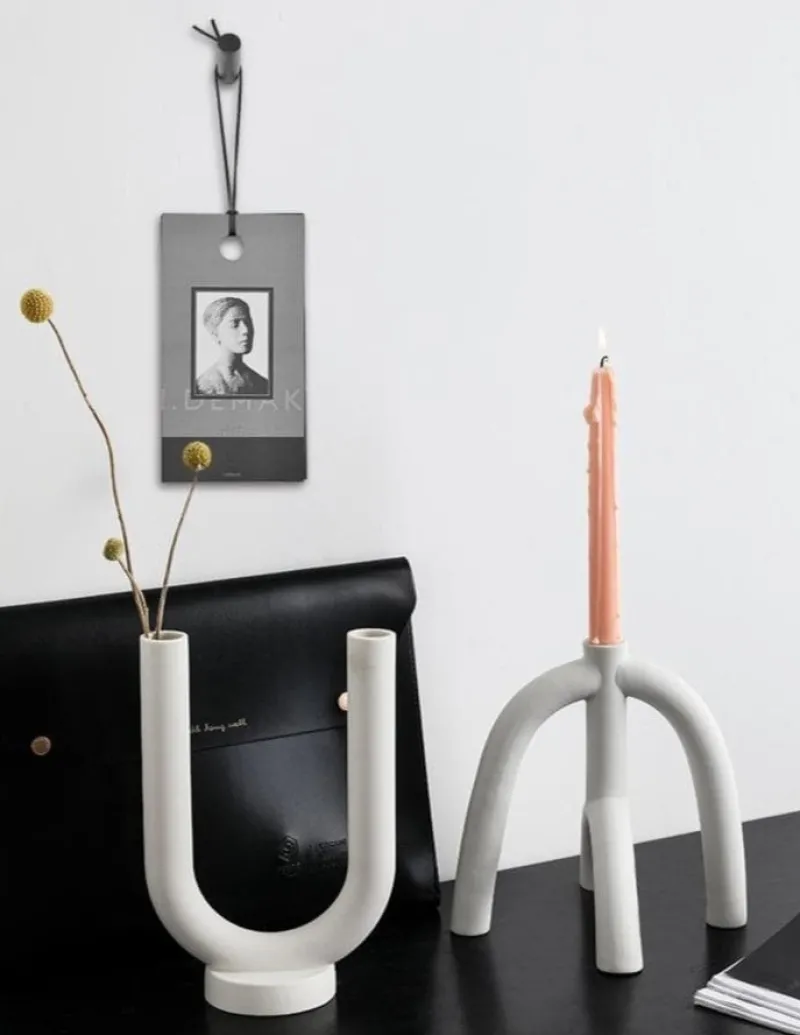 Tom Wohndeko-Ceranova Abstract Ceramic Candle Holder – Modern Minimalist Accent