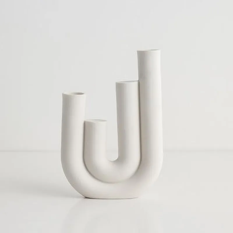 Tom Wohndeko-Ceranova Abstract Ceramic Candle Holder – Modern Minimalist Accent