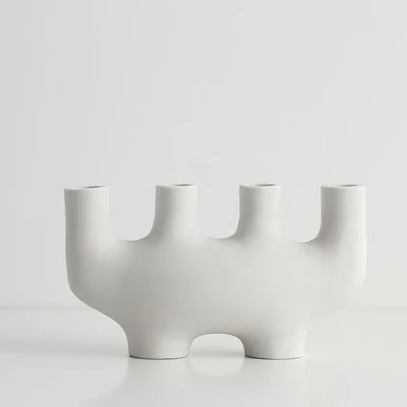 Tom Wohndeko-Ceranova Abstract Ceramic Candle Holder – Modern Minimalist Accent