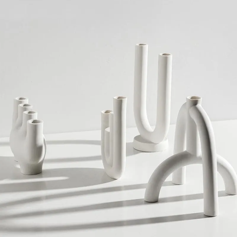 Tom Wohndeko-Ceranova Abstract Ceramic Candle Holder – Modern Minimalist Accent