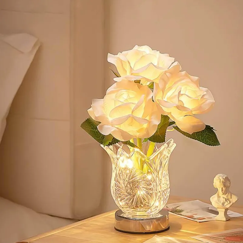 The Light Loft Beleuchtung-Champagner-Rosen-Nachtlampe – Elegante dekorative Leuchte