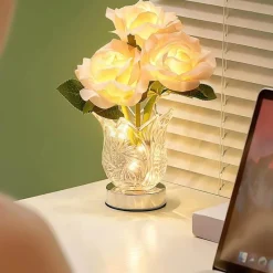 The Light Loft Beleuchtung-Champagner-Rosen-Nachtlampe – Elegante dekorative Leuchte