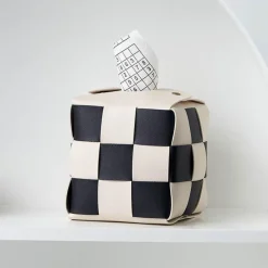 Aqua Essence Badezimmer-Checkered Tissue Box Cover - Decorative Holder for Home Decor