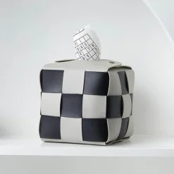 Aqua Essence Badezimmer-Checkered Tissue Box Cover - Decorative Holder for Home Decor