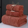 Aqua Essence Badezimmer-Chenille Ribbed Bath Towel Set - Soft 3-Piece Towels