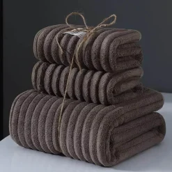 Aqua Essence Badezimmer-Chenille Ribbed Bath Towel Set - Soft 3-Piece Towels