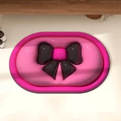 The Blissful Bath Badezimmer-Chic Bow Tie Mat - Non-Slip 3D Floor Rug
